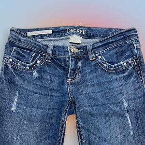 DECREE Women’s 1 (Juniors) Super Skinny Distressed Blue Jeans